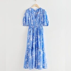& Other Stories Blue Floral Puff-Sleeve Maxi Dress